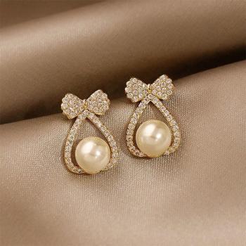 360Home Ohrschmuck Silber pin korean Perlenohrring D3006